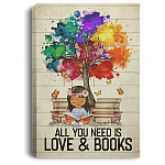 All You Need Is Love And Books Gallery Wrapped Framed Canvas Prints - Unframed Poster - Home Decor Wall Art