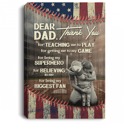 To My Baseball Dad Thank You My Biggest Fan Framed Canvas Unframed Poster - Cute Father's Day Saying Wall Art