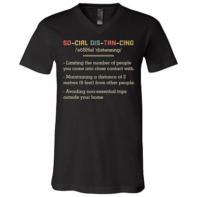 Social Distancing Definition Vintage Retro T-Shirt V-neck - Funny Social Distance Shirt