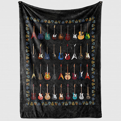 Alternative view of Guitar Lover Fleece Blanket - Guitar Lover Gifts Premium Sherpa Blanket - Woven Blanket