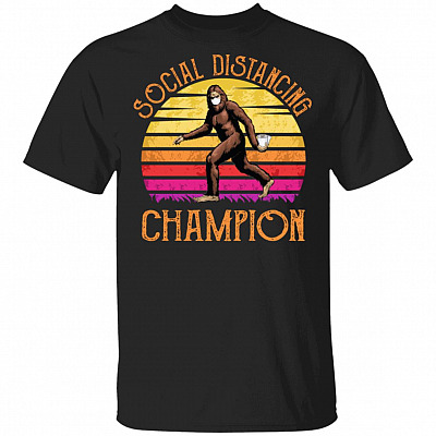 Social Distancing Champion with Mask and Paper - Funny Toilet Vintage T-Shirt