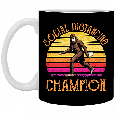 Social Distancing Champion with Mask and Paper - Toilet Coffee Mug - Travel Mug - Water Bottle