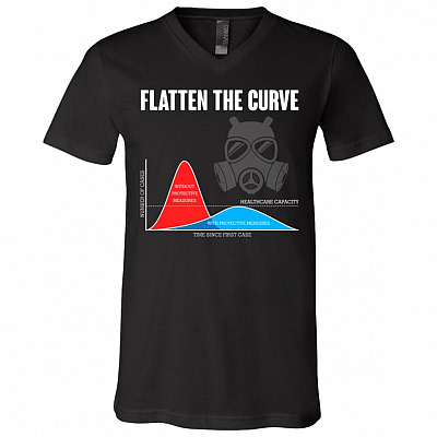 Keep Calm And Flatten The Curve Virus Awareness T-Shirt V-neck - Social Distancing And Wash Your Hands Shirt