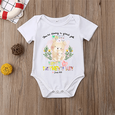 Alternative view of Happy 1st Mother's Day Bear Custom Personalized Baby Onesie - Baby Infant Bodysuit