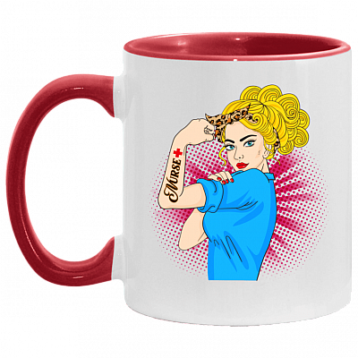 Not All Heroes Wear Capes My Daughter Wears Scrubs Nurse Leopard Accent Mug - Proud Wife Mom Nurse Accent Mug