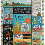 Happy Camper Camping Rules Funny Fleece Blanket - Sherpa Blanket - Woven Blanket