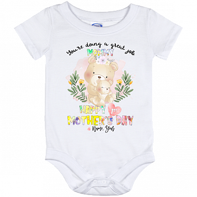Happy 1st Mother's Day Bear Custom Personalized Baby Onesie - Baby Infant Bodysuit