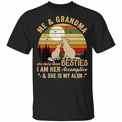 Me and Grandma Are More Than Besties I'm Her Accomplice and She Is My Alibi Youth T-Shirt for Kids - Cute Wolf Shirt