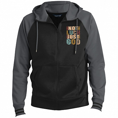 Not Luck Just God Premium Full-Zip Hooded Jacket-Fleece Letterman Jacket