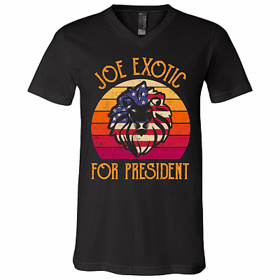 Joe For President Exotic America Flag Gift Vintage Retro T-shirt V-neck - Joe King of Tiger Exotic Roar Shirt