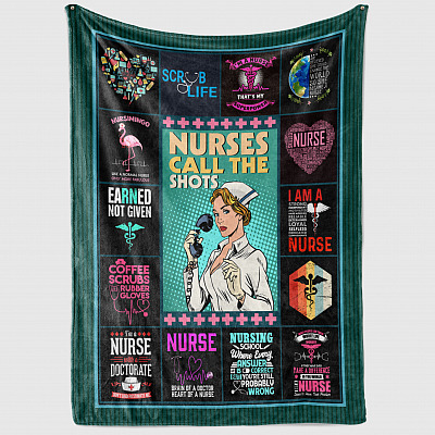Alternative view of Nurses Call The Shots Fleece Blanket - Nurse Premium Sherpa Blanket - Woven Blanket