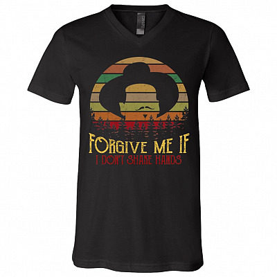 Forgive Me If I Don't Shake Hands Vintage Retro T-Shirt V-neck - Social Vintage Distancing Quarantined Shirt