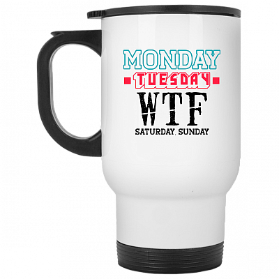 14 oz. White Travel Mug