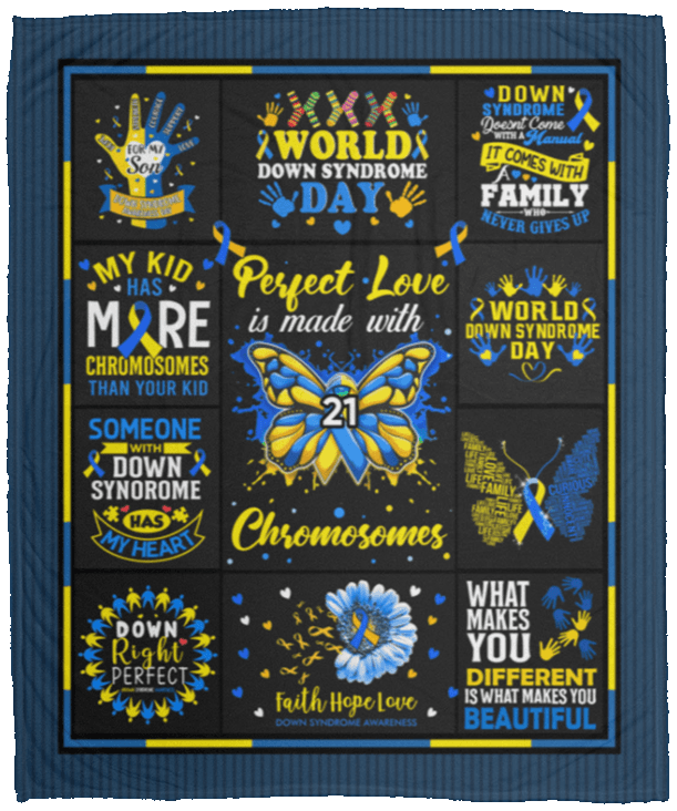 CubeBik Down Syndrome Mom World Down Syndrome Awareness Day Trisomy 21 Fleece Blanket-Premium Sherpa Blanket-Woven Blanket