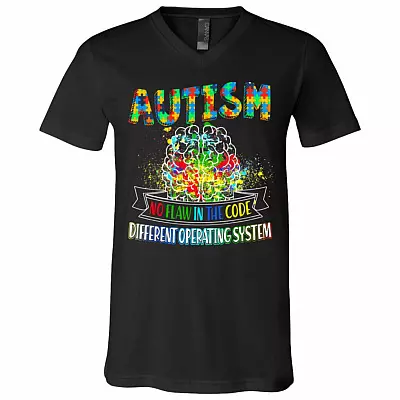 Autism No Flaw In The Code Different Operating System T-Shirt - V-Neck - Autism Brain Shirt