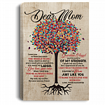CubeBik Dear Mom I Want You to Know You Mean the World to Me Color Tree Framed Canvas Prints - Unframed Poster