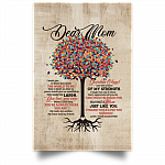 CubeBik Dear Mom I Want You to Know You Mean the World to Me Color Tree Framed Canvas Prints - Unframed Poster