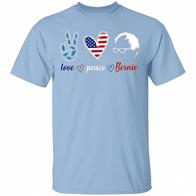CubeBik Love Peace Bernie Feel the Bern Vote for Bernie 2020 T-Shirt