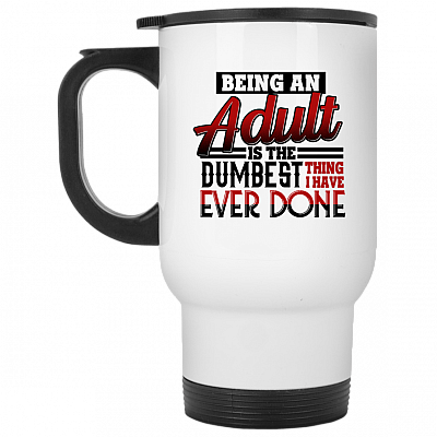 14 oz. White Travel Mug