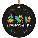 Peace Lover Autism Ornament Keepsake - Circle Porcelain Ceramic Ornament - Autism Gifts