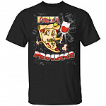 CubeBik Pizza & Prosecco Funny T-Shirt For Wineaholic And Pizza Lovers