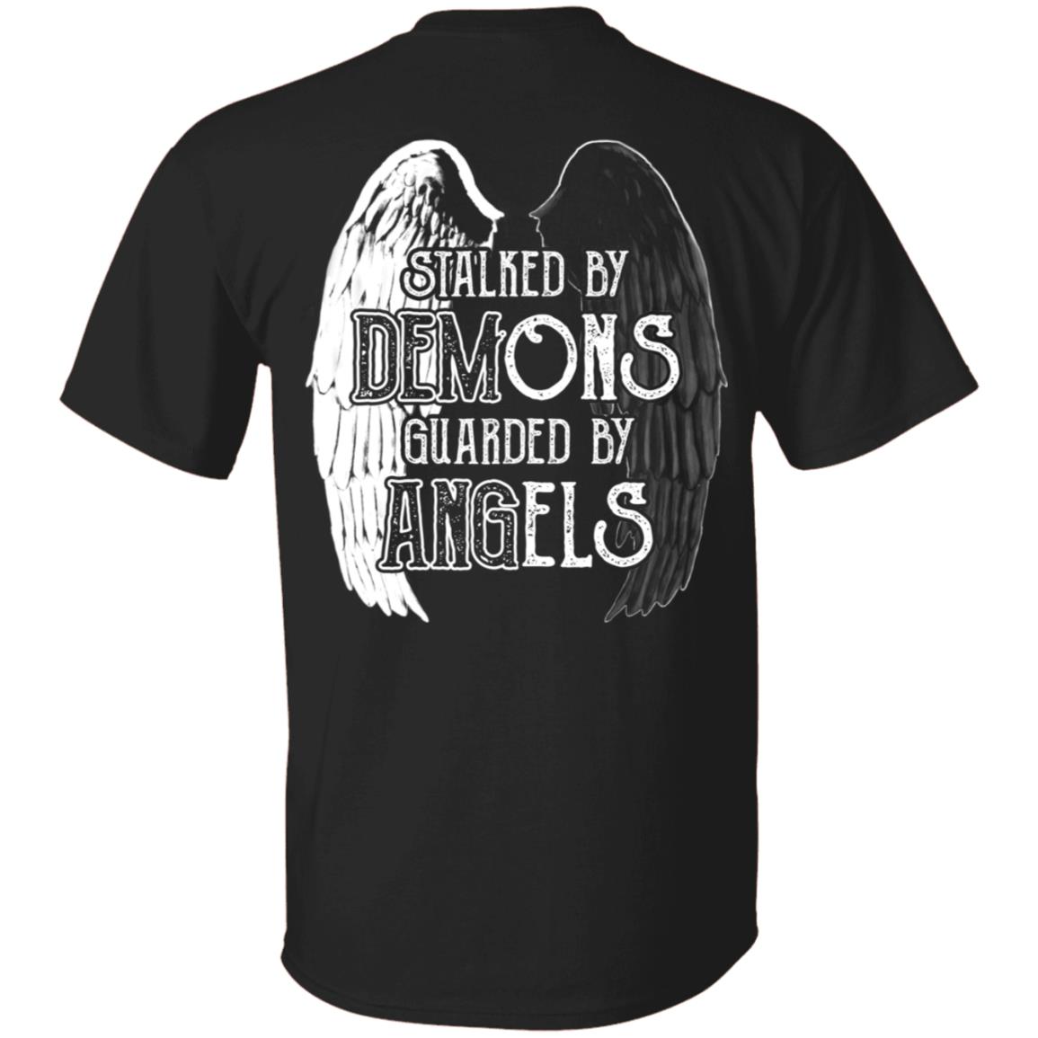 CubeBik Stalked By Demons Guarded By Angels Print On Back Only - Plain Front T-Shirt CubeBik Stalked By Demons Guarded By Angels Print On Back Only - Plain Front T-Shirt