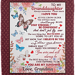 To My Granddaughter Always Remember How Much I Love You - Love Grandma Fleece Blanket - Premium Sherpa Blanket