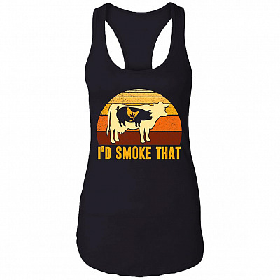 I'd Smoke That Funny BBQ Grilling Party Vintage Ladies Tank Top - Funny Barbecue Grilling Smoke Meme Tank Top