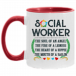 Social Worker The Soul Of An Angel The Fire Of A Lioness The Heart Of A Hippie Accent Mug - Social Worker Gifts