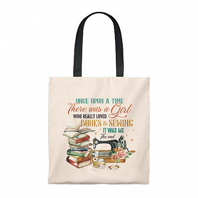 Once Upon A Time There Was A Girl Who Really Loved Books and Sewing Canvas Tote Bag for Women - Shoulder Bag