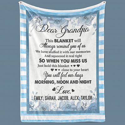 Alternative view of Customized Dear Grandpa This Blanket Will Always Remind You Of Us We Have Stuffed It With Our Memories Fleece Blanket