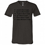 Single Funny Crossword Letters T-Shirt - Smash Ignore Neglect Go Leave Enjoy V-Neck Shirt, Dark Grey Heather, V-Neck T-Shirt