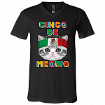 Cinco De Meow T-shirt - V Neck, Black, V-Neck T-Shirt