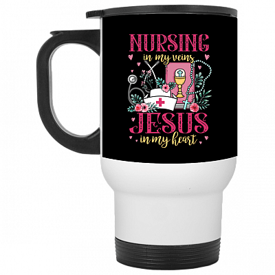 14 oz. White Travel Mug