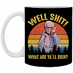 Leslie Well Shit What Are Y'all Doin Jordann - Funny Vintage Ceramic Coffee Mug - Beer Stein - Water Bottle, Black, 11 oz. White Mug