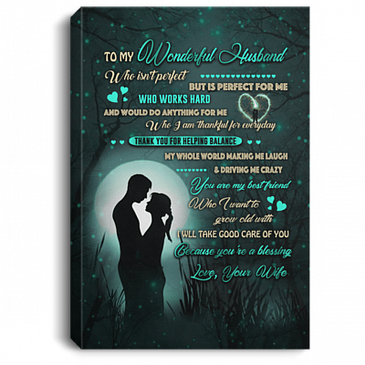 To My Wonderful Husband Helping Balance My World Gallery Wrapped Framed Canvas Prints - Unframed Poster, White, 0.75'' Framed Canvas