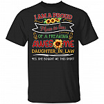 I Am a Proud Mom in Law of a Freaking Awesome Daughter in Law T-Shirt, Black, Unisex T-Shirt