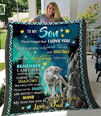 Alternative view of To My Son Never Forget That I Love You Life Is Hard Times Gift from Dad Fleece Blanket - Premium Sherpa Blanket