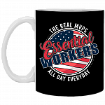 Essential Workers The Real MVPs Ceramic Coffee Mug - Essential Employee Color Changing Mug, Black, 11 oz. White Mug