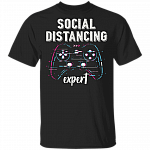 Social Distancing Expert T-shirt Gaming T-shirt, Black, Unisex T-Shirt