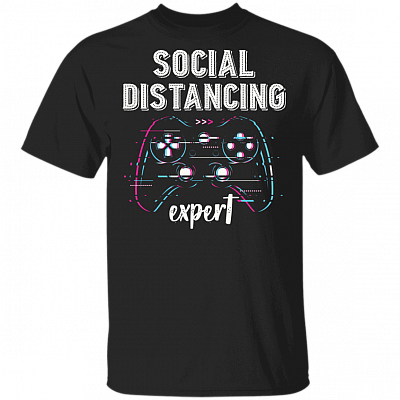 Social Distancing Expert T-shirt Gaming T-shirt, Black, Unisex T-Shirt