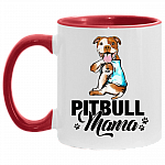 Pitbull Mama Tattoo Accent Mug, White/Red, 11 oz. Accent Mug