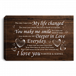 The Day I Met You My Life Changed Hunting Gallery Wrapped Framed Canvas Prints - Unframed Poster, Black, 0.75'' Framed Canvas