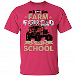 Born to Farm Forced Go to School Funny Tractor T-Shirt for Kids, Heliconia, Youth T-Shirt