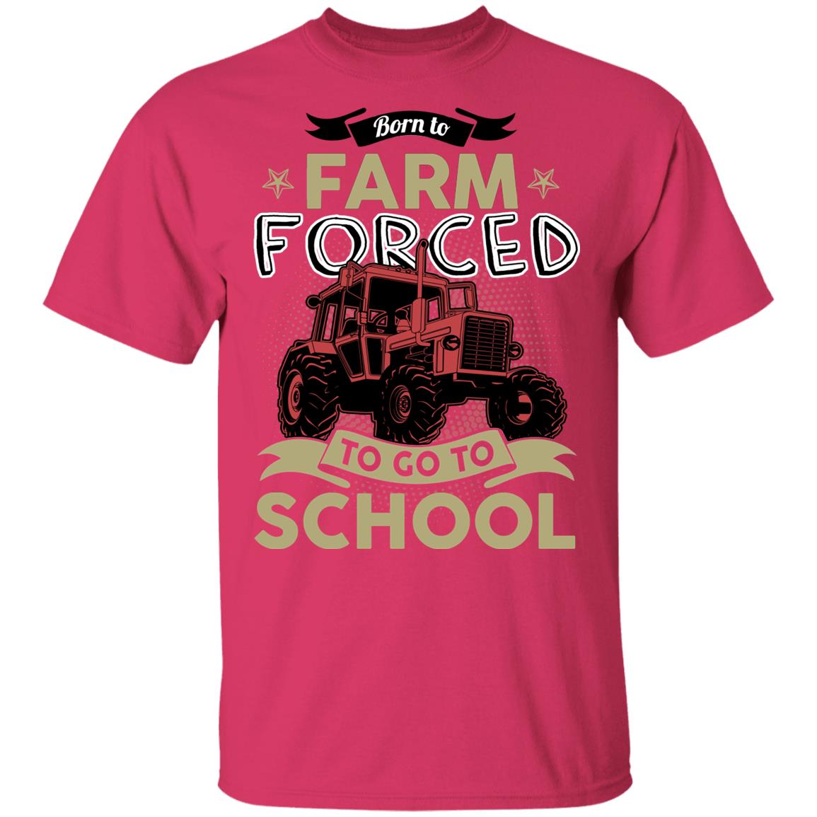 Born to Farm Forced Go to School Funny Tractor T-Shirt for Kids, Heliconia, Youth T-Shirt