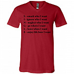 Single Funny Crossword Letters T-Shirt - Smash Ignore Neglect Go Leave Enjoy V-Neck Shirt, Canvas Red, V-Neck T-Shirt