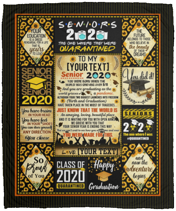 Personalized Senior 2020 You Were Born When The World Was Grieving Over 9/11 Fleece – Premium Sherpa Blanket, Black, Cozy Plush Fleece Blanket - 50x60
