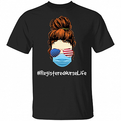 Registered Nurse Wearing American Flag Glasses T-Shirt - RN Gifts, Black, Unisex T-Shirt