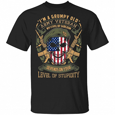 I'm A Grumpy Old Army Veteran Shirt - Funny Old Veteran Shirt, Black, Unisex T-Shirt