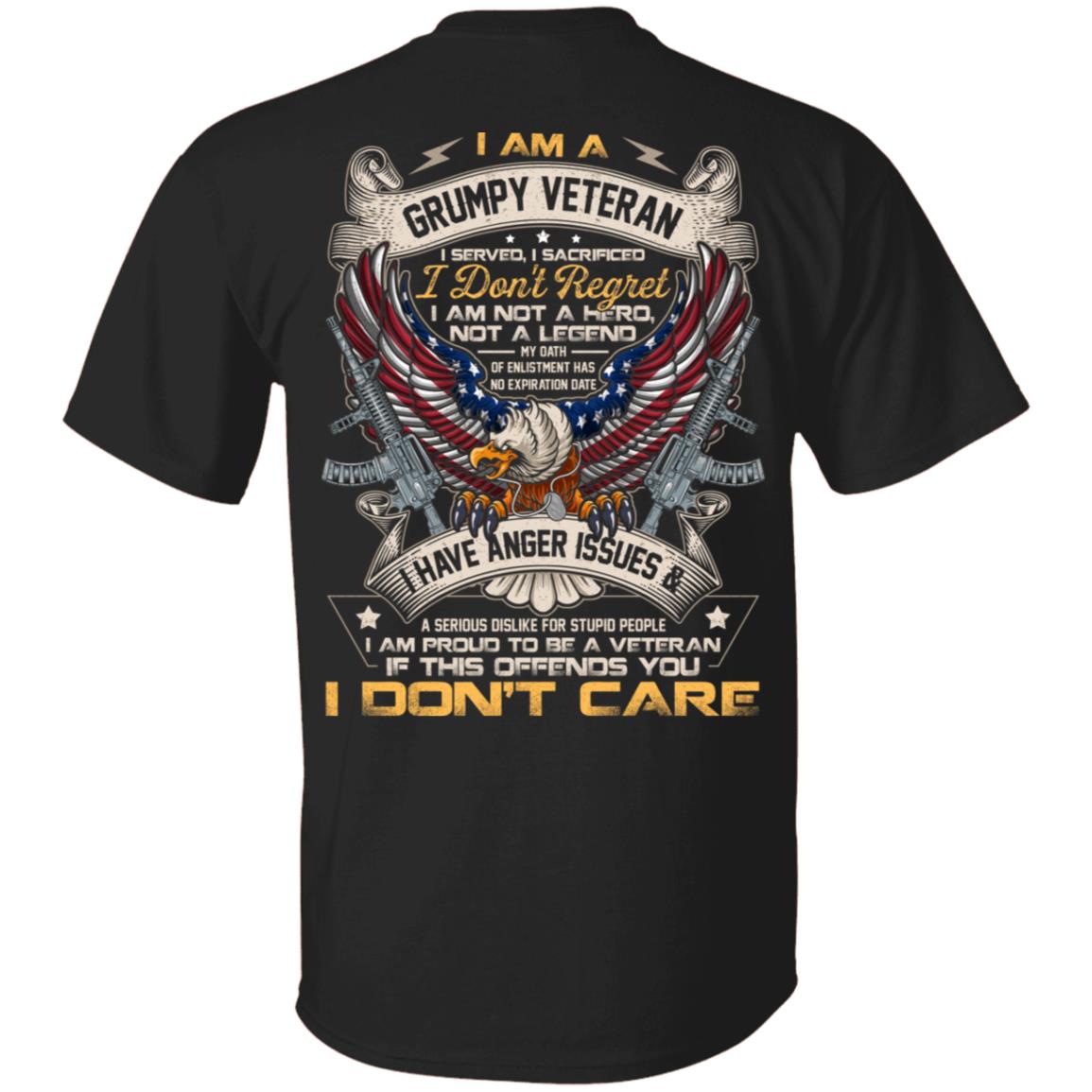 I Am A Grumpy Veteran I Served I Sacrificed I Don't Regret I Am Not A Hero Not A Legend Print On Back T-Shirt, Black, Unisex T-Shirt I Am A Grumpy Veteran I Served I Sacrificed I Don't Regret I Am Not A Hero Not A Legend Print On Back T-Shirt, Black, Unisex T-Shirt